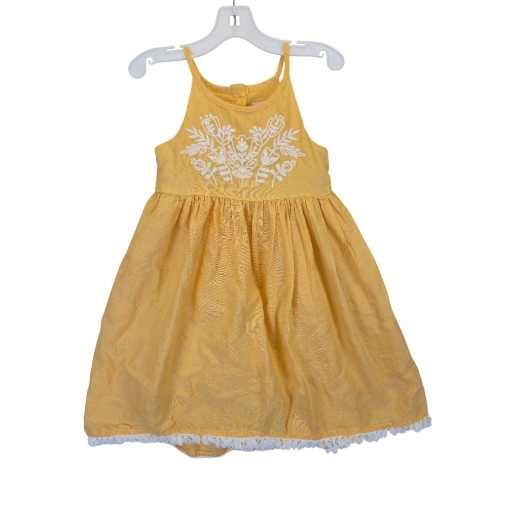 Tahari Girl Yellow Textured Embroidered Dress Toddler 2T Bohemian Summer Kidcore